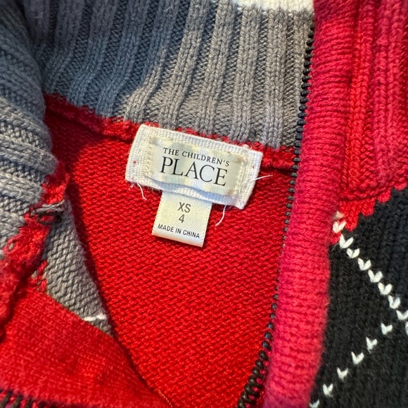 Boys Argyle Patterned 3/4 Zip Pullover Sweater - Picture 4 of 6